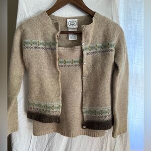Laura Ashley Beige and Brown Patterned Cardigan Set